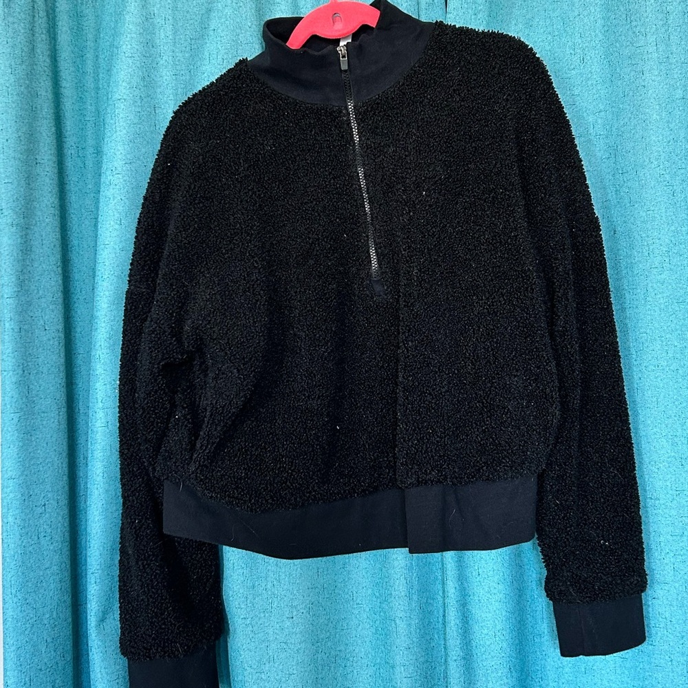 Fabletics Black Teddy Jacket Cozy Casual Style